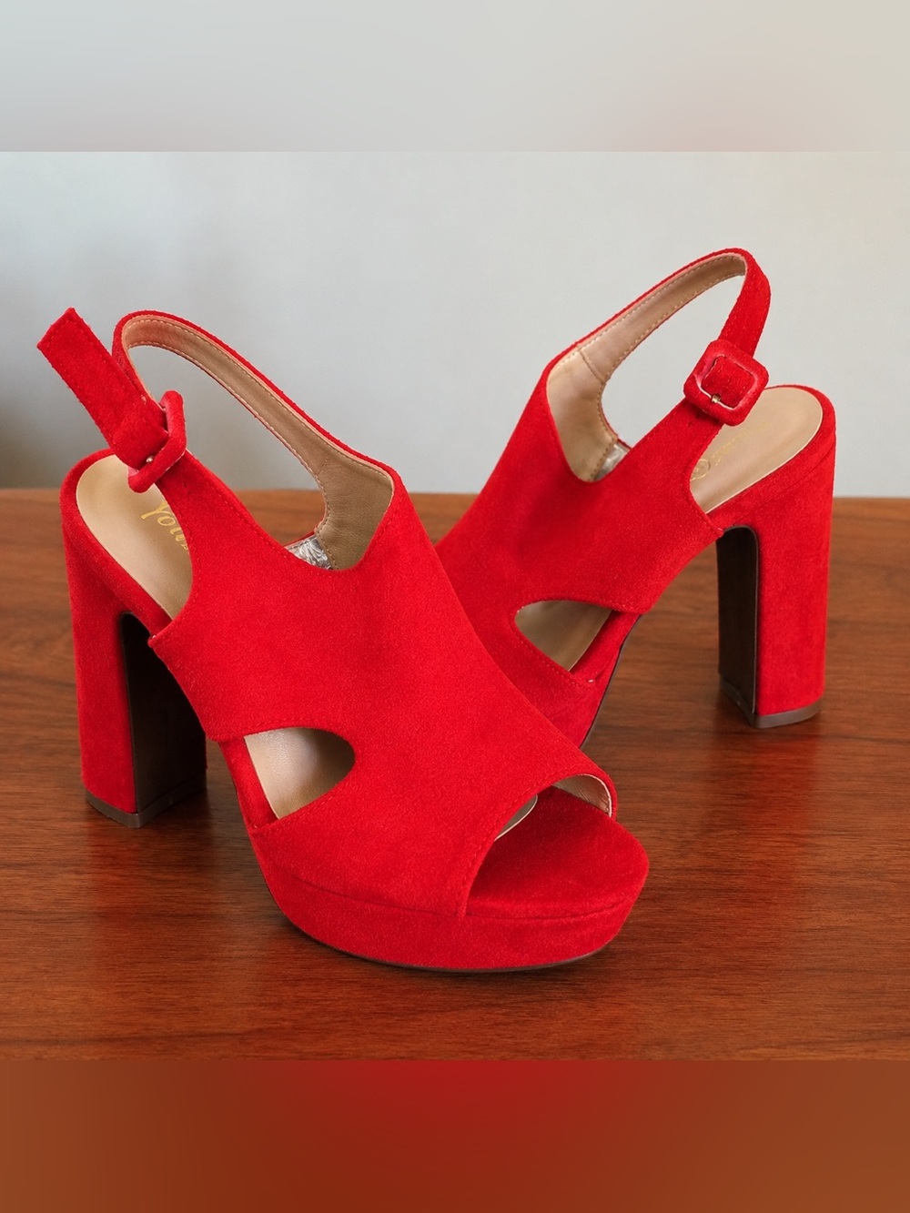 ❤️ You and Me Red Faux Suede Platform Heels | EU 40 / US 9
